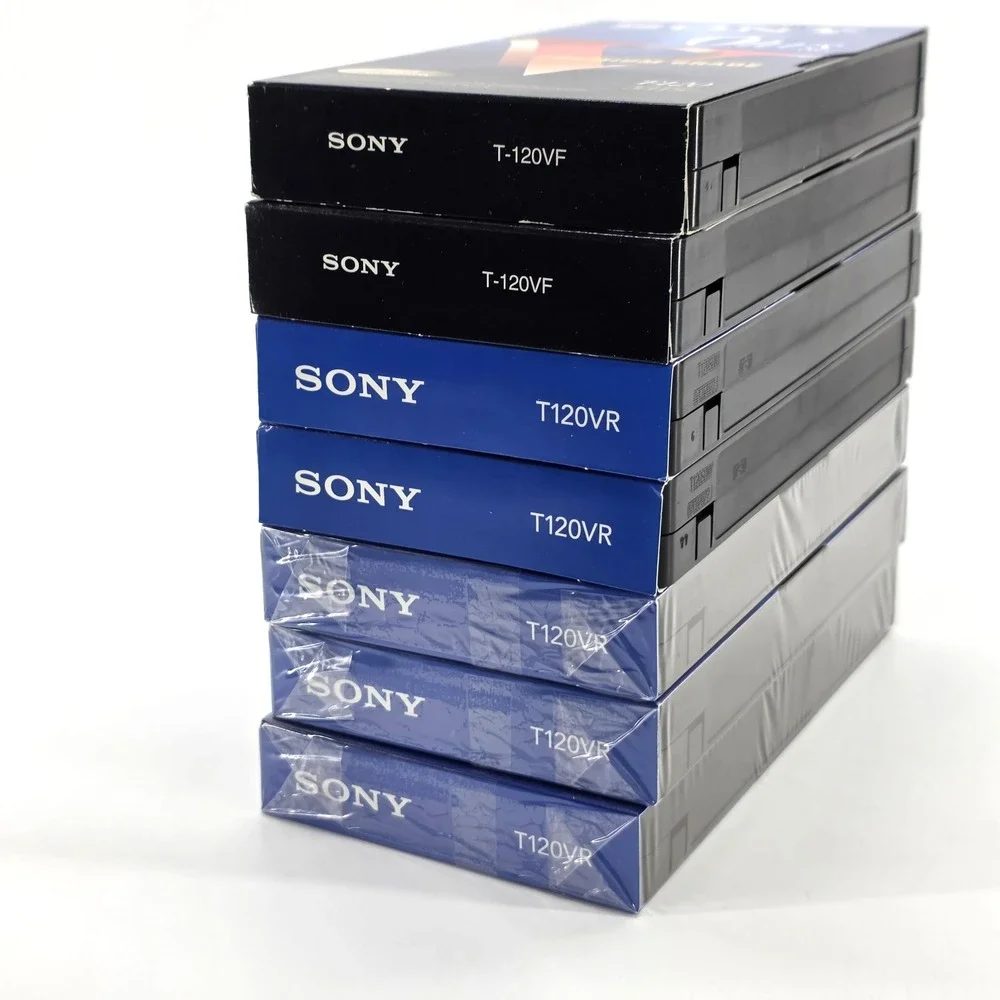 7 Lot Sony Premium Grade VHS Tapes T-120 T-120VF 6 Hrs Blank Recording VCR Tapes